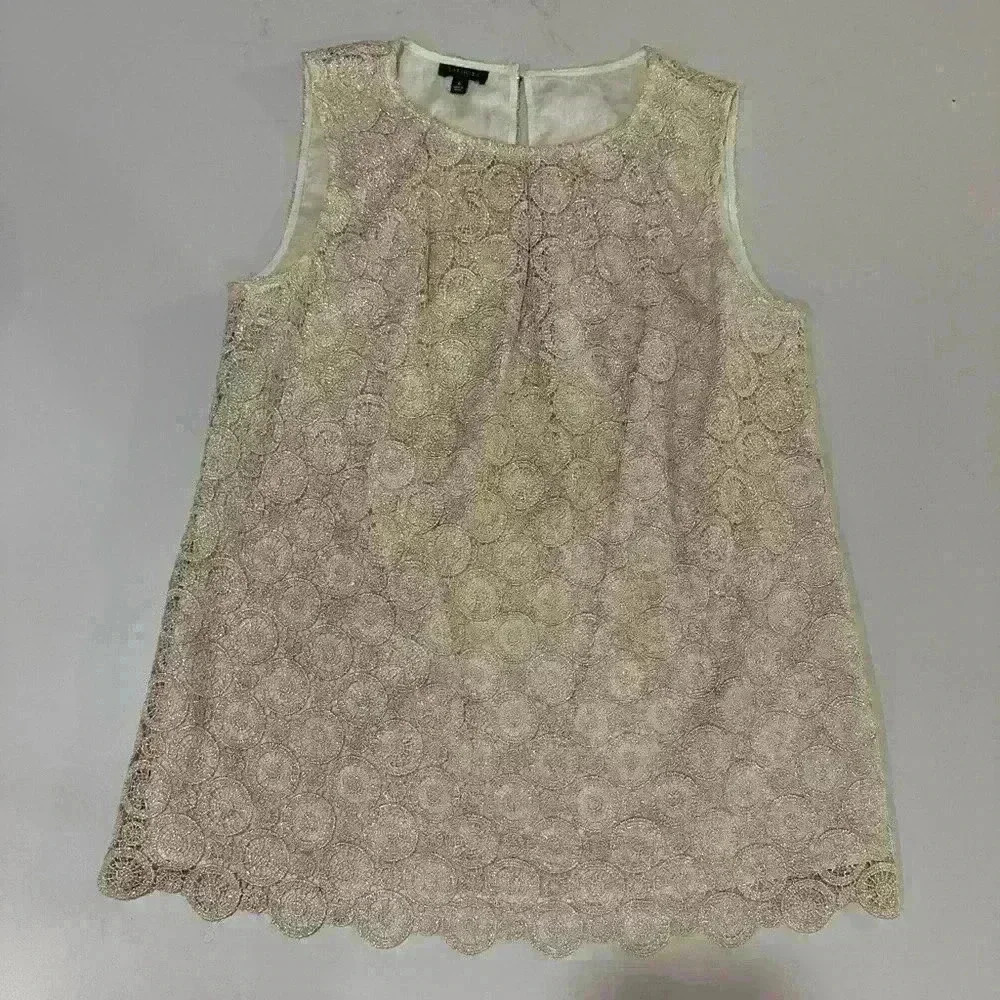 Talbots Cream Lace Sleeveless Blouse